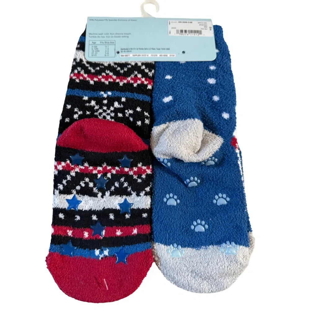 Okie Dokie 2 Pair Toddler Holiday Socks Bundle Polar Bear Snowflake 4T-5T (8-11)